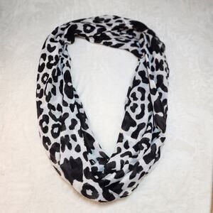 Snow Leopard Cheetah Scarf Black White Soft Sheer Whimsi Indie Animal Print